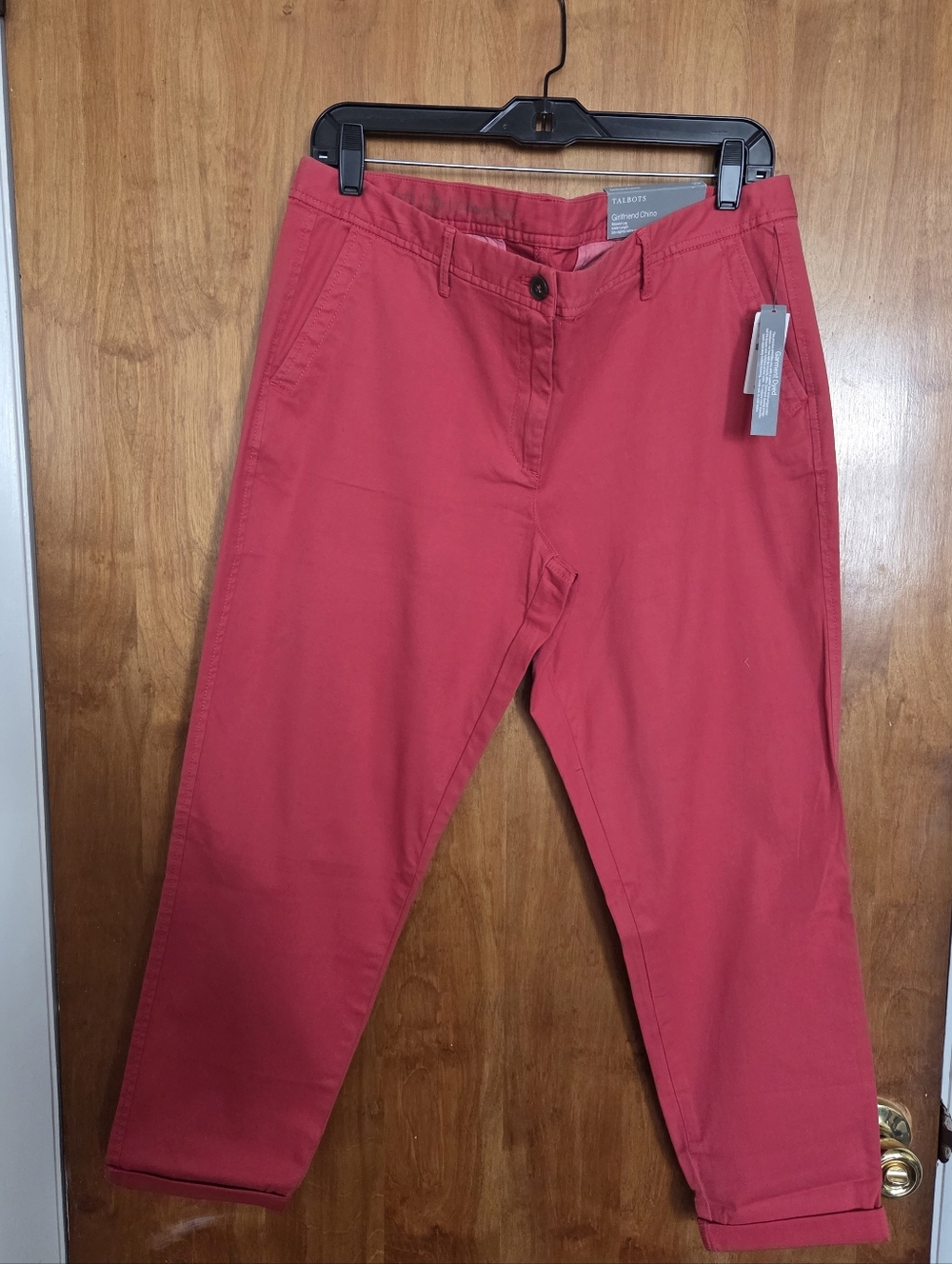 Talbots Bright Red Straight-Leg Chinos